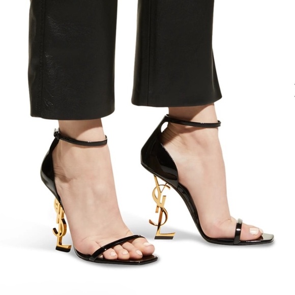 NEW Saint Laurent Opyum 110 YSL Cassandre Leather Stiletto Sandal Heels Black 37 - Picture 1 of 15